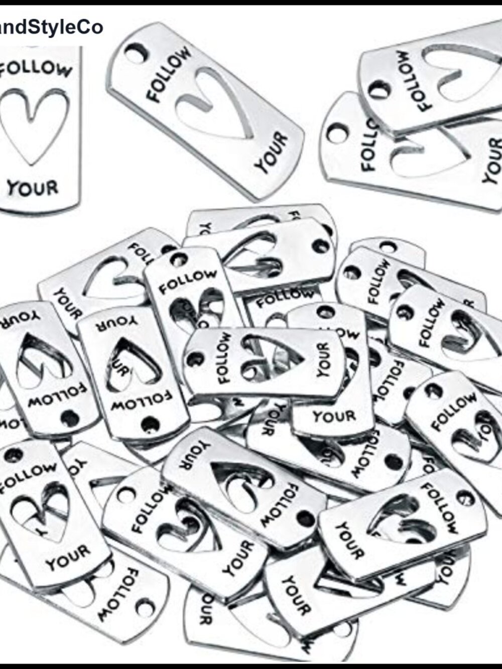 30pcs Antique Silver Metal Engraved Inspirational Word Charms for Jewelry